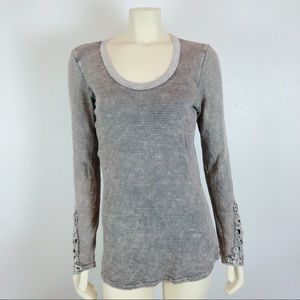 Braeve Gray Crochet Sleeve Boho Thermal Tunic S